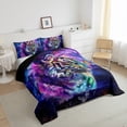 thumbnail image 5 of Cartoon Tiger Bedding Twin Size Watercolor Animal Comforter Set Twin , Psychedelic Galaxy Stars Duvet Insert Rainbow Graffiti Quilt Comforter, Trippy Nebula Cosmos 05, 5 of 7