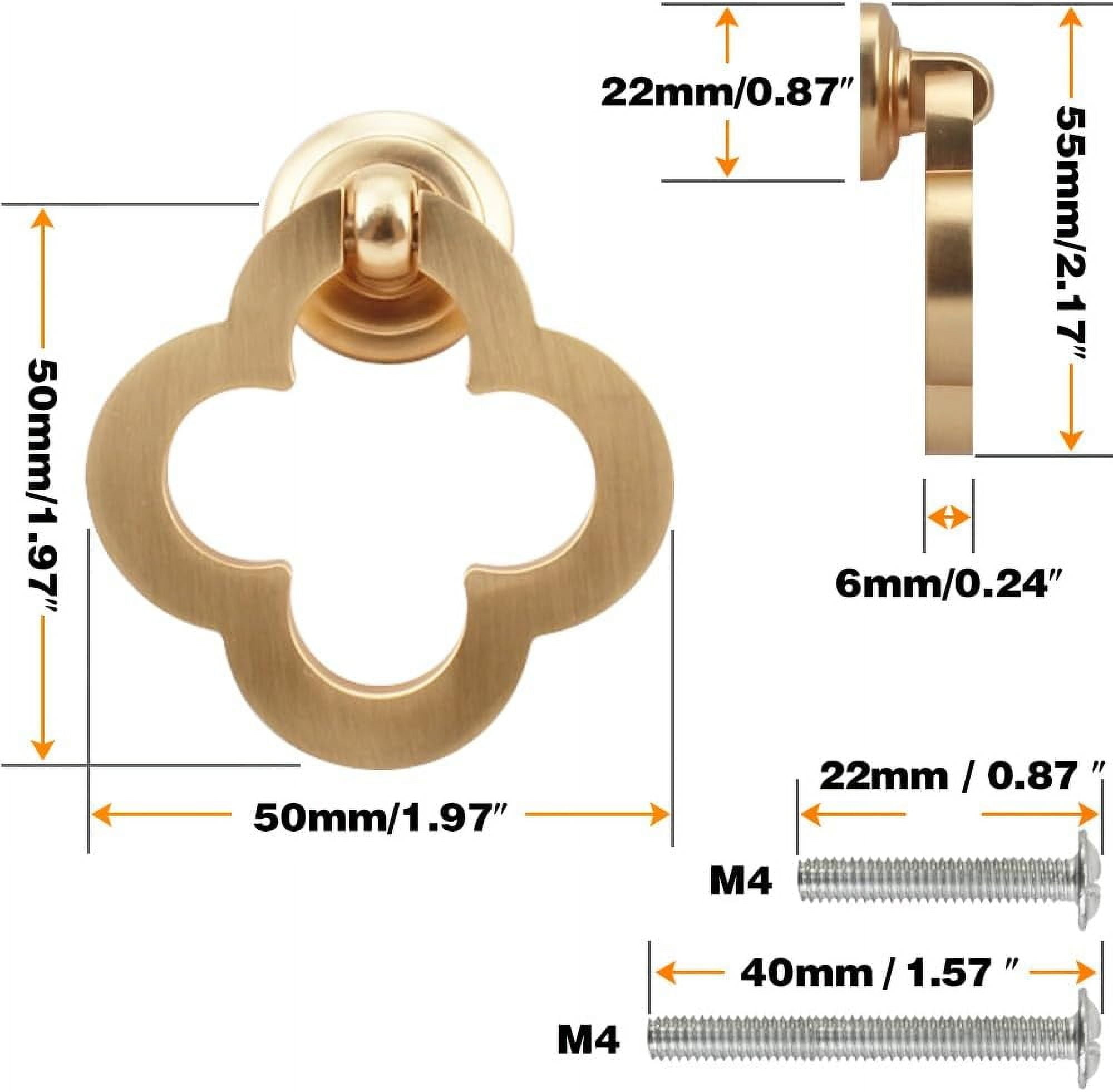 ABCISI 55mm Cupboard Knobs Cabinet Knobs with Modern Floral Knobs Design, Zinc Alloy Pulls Ring Dresser Knobs with Screws for Kitchen Bedroom & Bathroom, Solid Furniture Hardware (Gold,10 Pack)