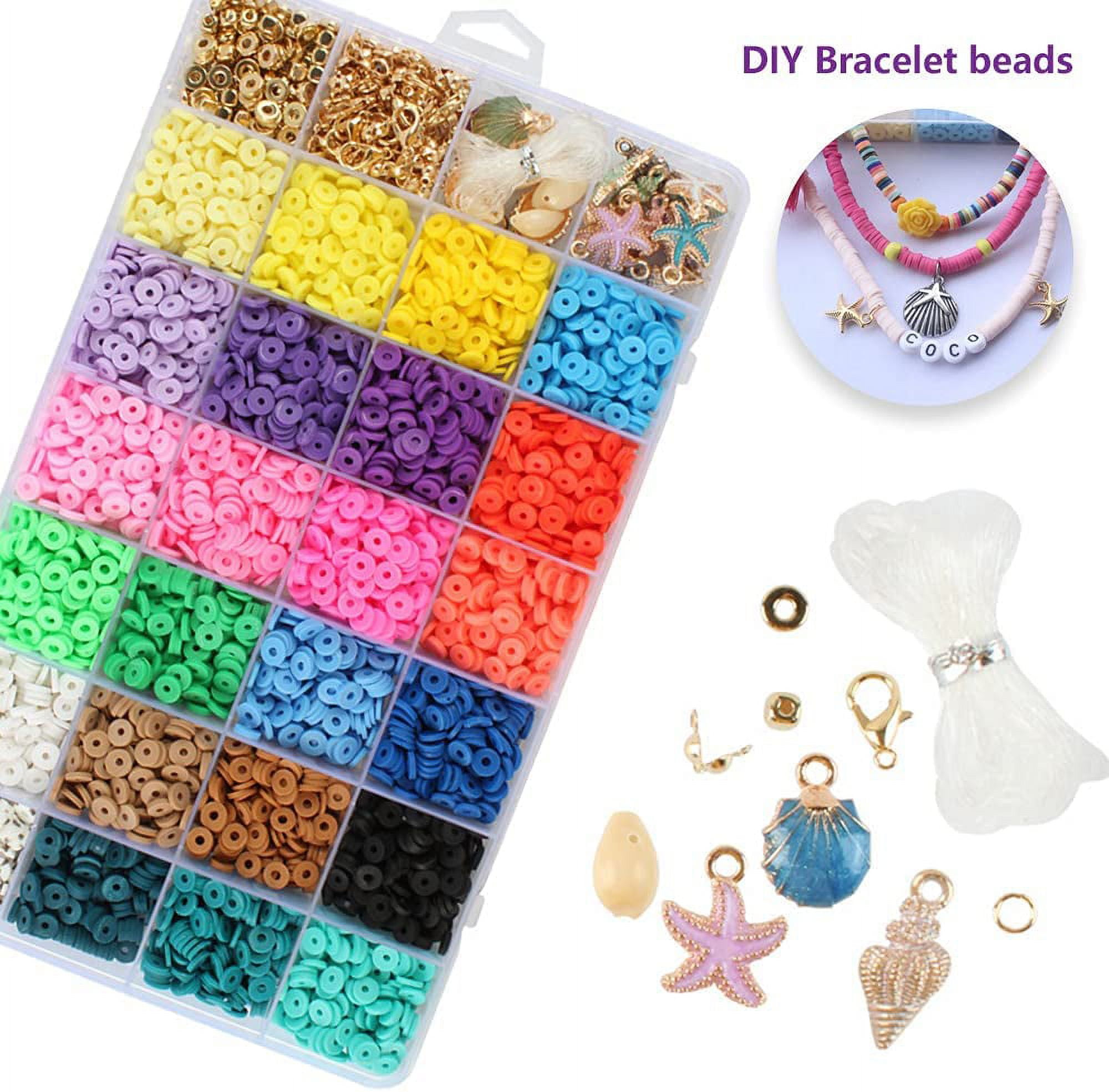 Clay Beads, 5700Pcs Polymer Clay Beads Bracelet Making Kit, 15 Colors 6mm  Clay Flat Beads Heishi Jewellery Making Beads for Necklace Earring Pendant, Clay  Beads Refill for Kid Adult (15 Strands) 