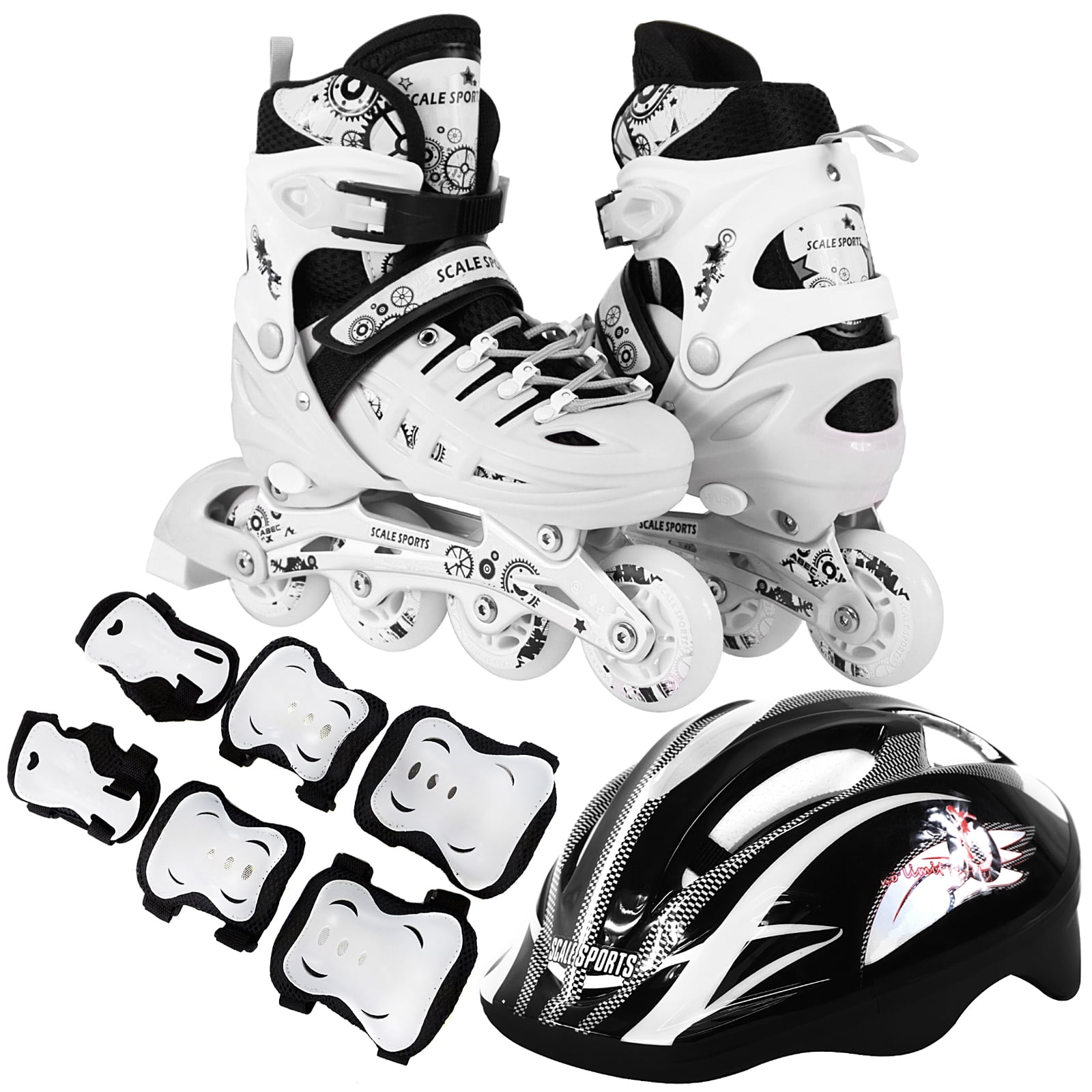 Kids Inline Skates Combo Set 6 PCS Protective Gear Helmet Durable Safe