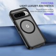 thumbnail image 3 of Magnetic Case for Google Pixel 9 Pro XL Clear Compatible with Magsafe, Hybrid Protective Silicone Bumper, Slim Smooth Sleek Matte Frosted Case for Men Women for Google Pixel 9 Pro XL, Black+Clear, 3 of 7