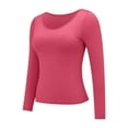 thumbnail image 5 of Built In Bra T Shirt For Womens Padded Long Sleeve Tops Active Blouses Soft Pajama Casual Shirts For Workout, 5 of 5