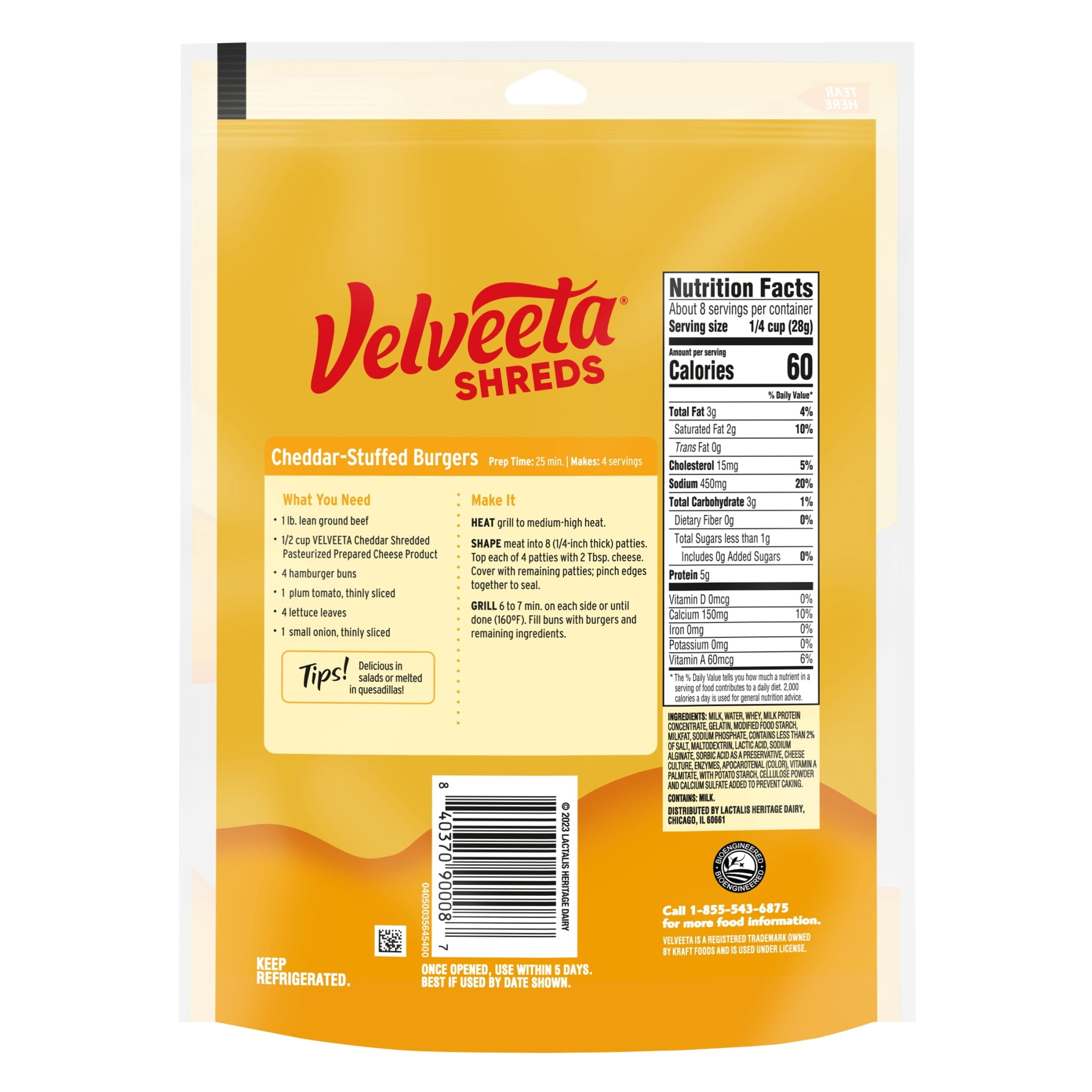 Velveeta Shreds Cheddar Shredded Cheese, 8 oz Bag