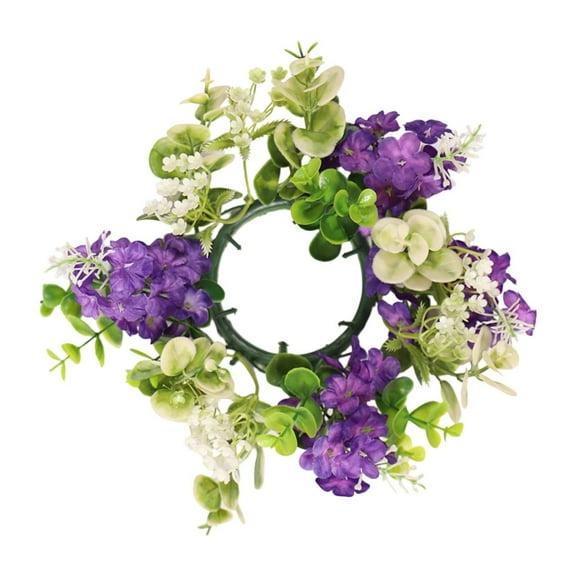 Mini Candle Wreaths Candle Rings with Leaves Greenery Garland, Farmhouse and Boho Style Pillar Candle Holder Decoration