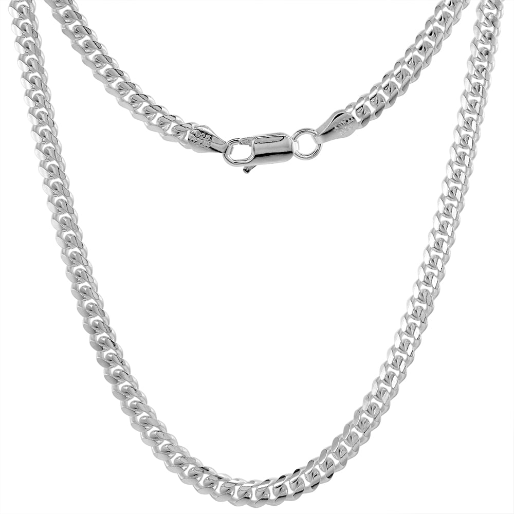 Sterling Silver Diamond-Cut Miami Cuban Link Chain 2.7 mm Solid 925 Italy 