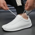thumbnail image 4 of Men's White Retro Striped Leather Casual Sneakers, 4 of 6