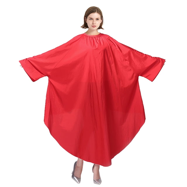TOPTIE Cape de Barbier Robe de Salon Combinaison avec Manches pour Coiffure Unisexe Légère-Rouge