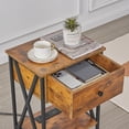 thumbnail image 5 of VECELO Set of 2 Nightstand with Charging Station and USB Ports, End Table Side Table with Drawer and Shelf for Bedroom, Living Room, Sofa Couch, Brown, 5 of 10