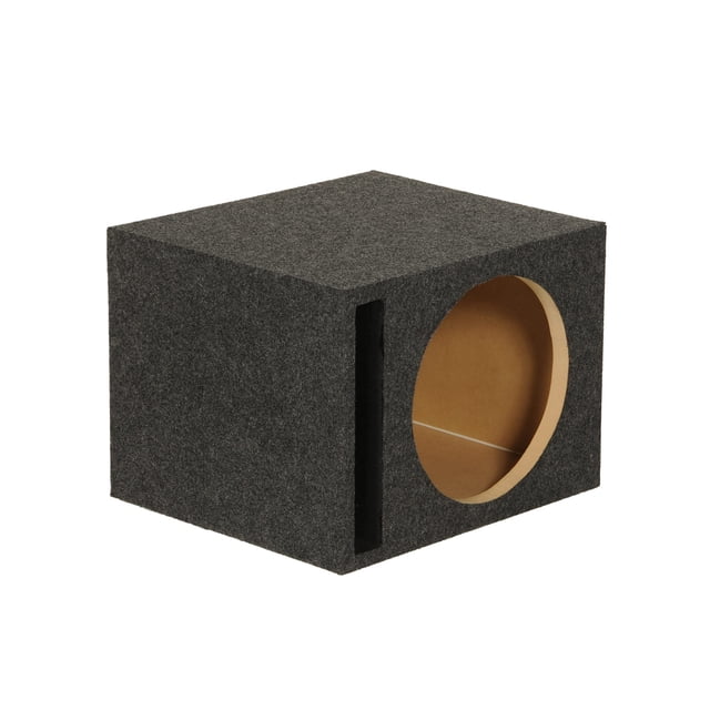 QPower Caja de subwoofer de 10 pulgadas, caja de altavoz ventilada para audio en el automóvil
