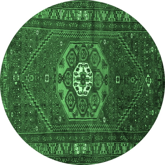 Ahgly Company Indoor Round Persian Emerald Green Traditional Area Rugs, 5' Round
