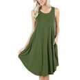 thumbnail image 2 of ALSLIAO - Vestido corto informal de verano para mujer, holgado, sin mangas, para playa, color verde, talla 2XL, 2 of 8