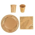 thumbnail image 5 of BalsaCircle 72 Natural Gold Palm Leaves Print Disposable Paper Tableware Set Party Events Decorations Supplies, 5 of 8
