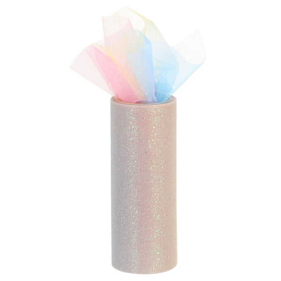 6 Inch Rainbow Glitter Tulle Ribbon Rolls Net Fabric 10 Yards for Skirt Sewing Christmas Wedding, Blue/Pink/Yellow