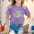 thumbnail image 2 of PMVFHDE Hauts Tendance pour Filles T-Shirts Graphiques pour Filles Hauts pour Filles T-Shirts Mignons Tendance pour Filles Enfants Pâques T-Shirt Graphique Mignon Col Rond Manches Courtes T-Shirt d'Été Violet, 1-2 Ans, 2 of 4
