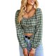 thumbnail image 2 of Tops a cuadros para mujer,Top corto a cuadros Puff Camisa a cuadros para mujer Blusa corta de manga larga fiel a su promesa, 2 of 6