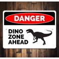 thumbnail image 1 of Señal de zona de dinosaurios, regalo de dinosaurios, decoración de peligro de dinosaurios, regalo de dinosaurios para niños, señal de regalo para amantes de los dinosaurios, señales de peligro de, 1 of 4