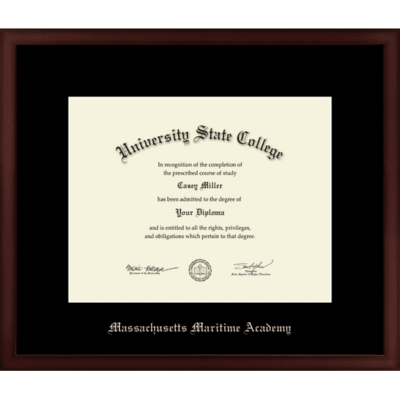 Massachusetts Maritime Academy Diploma Frame, Document Size 14" x 11"