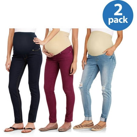 Maternity Mix n Match Full Panel Jeans, 2-Pack Value (Best Tops To Wear With Jeans)