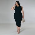 thumbnail image 2 of AURA Women Plus Size Sleeveless Bodycon Dress High Waist Midi Casual Elegant Summer Dress, 2 of 5