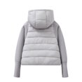 thumbnail image 4 of Women's Oversized Quilted Coats, Knit Sleeve Patchwork Jackets Thick Warm Cotton Padded Jacket Winter Outwear Coat with Pockets Gray M, 4 of 7