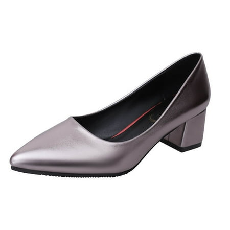 

Mackneog Spring And Summer Shallow Mouth Shoes Women s Casual Mid-Heel Pointed Toe Shoes Gift on Clearance
