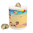 thumbnail image 1 of Sports Piggy Bank, Beach Volleyball Little Playing by the Sea Summer Holiday, Ceramic Coin Bank Money Box for Cash Saving, 3.6" X 3.2", Multicolor, by Ambesonne, 1 of 4