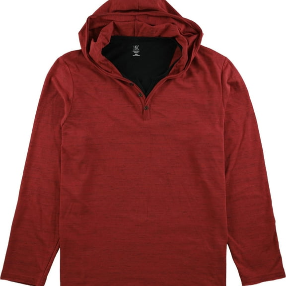 I.N.C Mens Knit Hooded Henley Shirt, Red, XX-Large