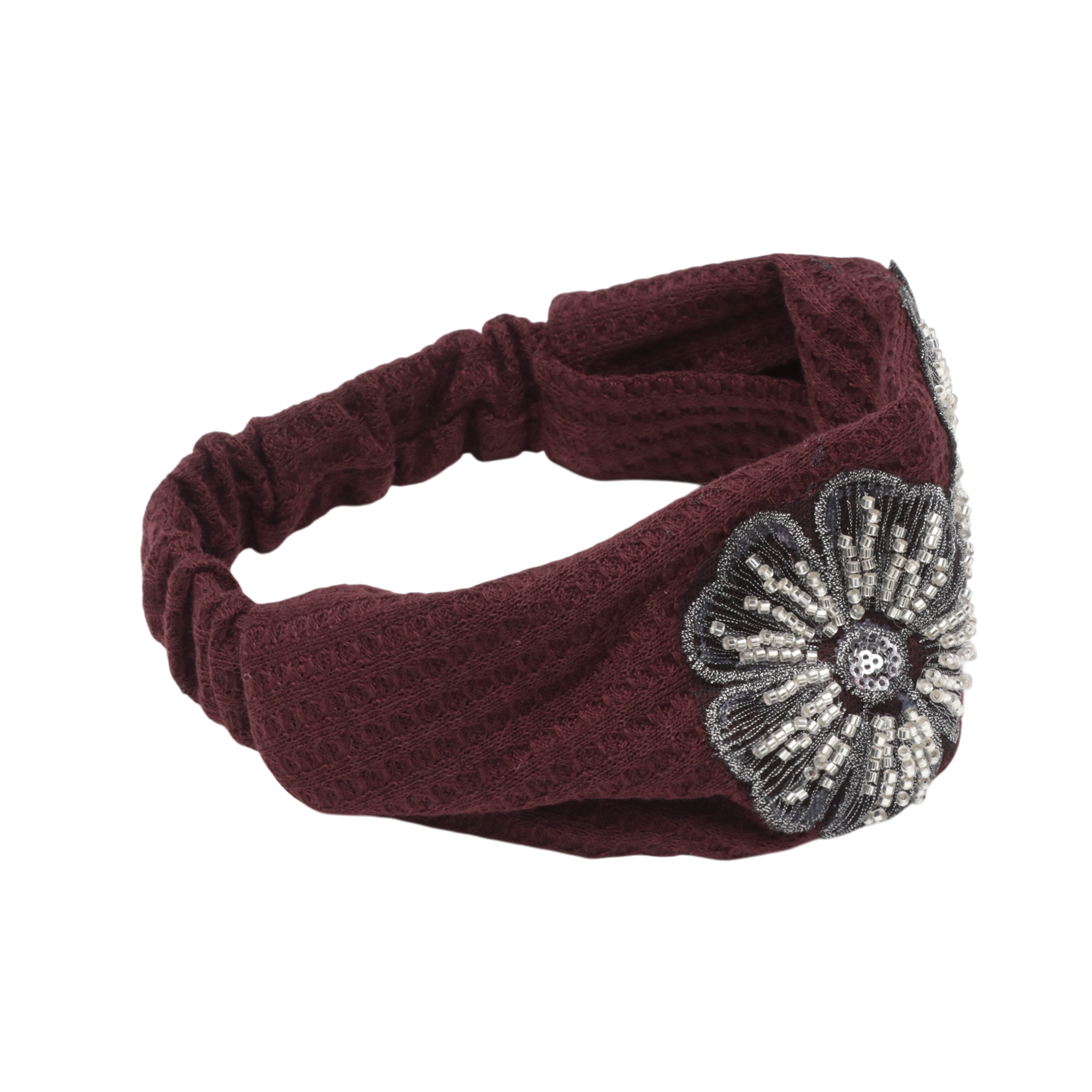 Unique Bargains Wide Five Petals Headband 1 Pc Dark Red