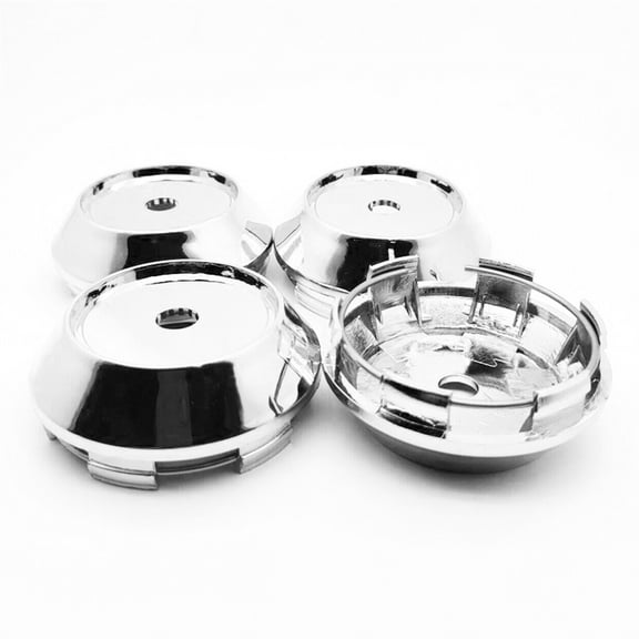 4Pcs Universal Rim Chrome Hub Cap 68mm No Logo Silver Base For Wheel Center Cap