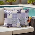 thumbnail image 4 of Spring Floral Outdoor Waterproof Pillow Covers, Dark Purple Flowers Patchwork Grid Bohemia Decorative Square Throw Pillowcase Sofa Cushion Sham for Patio/Couch/Chair, 20"x20" 2 Pack, 4 of 8