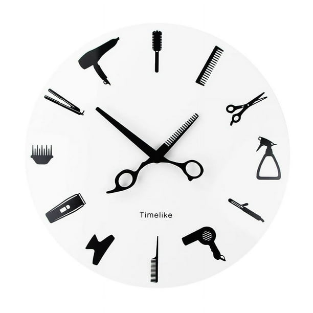 Reloj de pared con herramientas para peluqueros y estilistas, moderno, de cuarzo 3D, sin tictac, para salón de belleza, para decoración del hogar, regalo