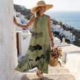 thumbnail image 5 of Jiueut Watercolor Lotus Flower Print Maxi Dress Summer Dresses Linen Look Wrinkle Resistant Beach Vacation Clothes Crewneck Sleeveless Sundresses with Pockets for Women, L, 5 of 7