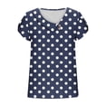 thumbnail image 6 of Women’s Polka Dot T-Shirt Fashion Asymmetrical Neck Short Sleeve Button Tee Summer Loose Tops Daily Wear ,Navy,XL, 6 of 7