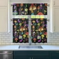 thumbnail image 3 of Kitchen Curtains 36 Inch Short - 3 Panel Set, Rod Pocket Window Curtain with Boho Vintage Mushroom Print, 100% Polyester for Farmhouse, Cafe, Kitchen, Bedroom, Easy Wash, 3 of 6
