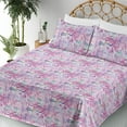 thumbnail image 3 of Ambesonne Floral Fitted & Flat Sheet with Sham 3 Pcs Set, Fantasy Art Garden Leaves, Twin, Fuchsia Sea Green, 3 of 5