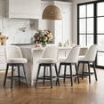 thumbnail image 4 of AFO 26" Upholstered Swivel Counter Height Bar Stools Set of 2, Modern Fabric Bar Chairs with Solid Wood Frame, Suitable for 35"-39" Table, For Kitchen Island Dining Room Pub Restaurant, Beige, 4 of 12