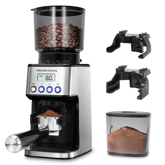 URintells Cuising Burr Coffee Grinder, 51 Grind Settings, 0.1s Precision, 1-12 Cup, LCD Stainless Steel Electric Coffee Bean Grinder for Espresso, Moka, Siphon, Filter, French Press