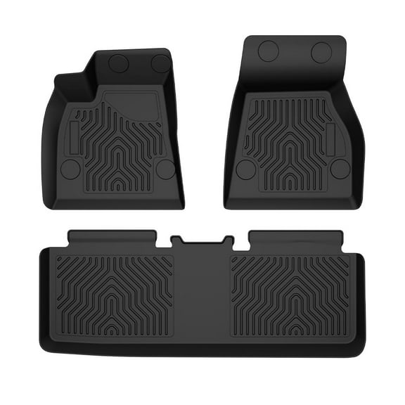 Unique Black TPE All Weather Protection Car Mats Floor Mats 1st and 2nd Row Fit for 2015-2020 Tesla Model S