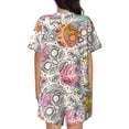 thumbnail image 3 of Bingfone Skull and Flowers Print Pajamas Sets for Women Soft Short-Sleeved Pjs with Lounge Shorts Two Piece Sleepwear, 3 of 8