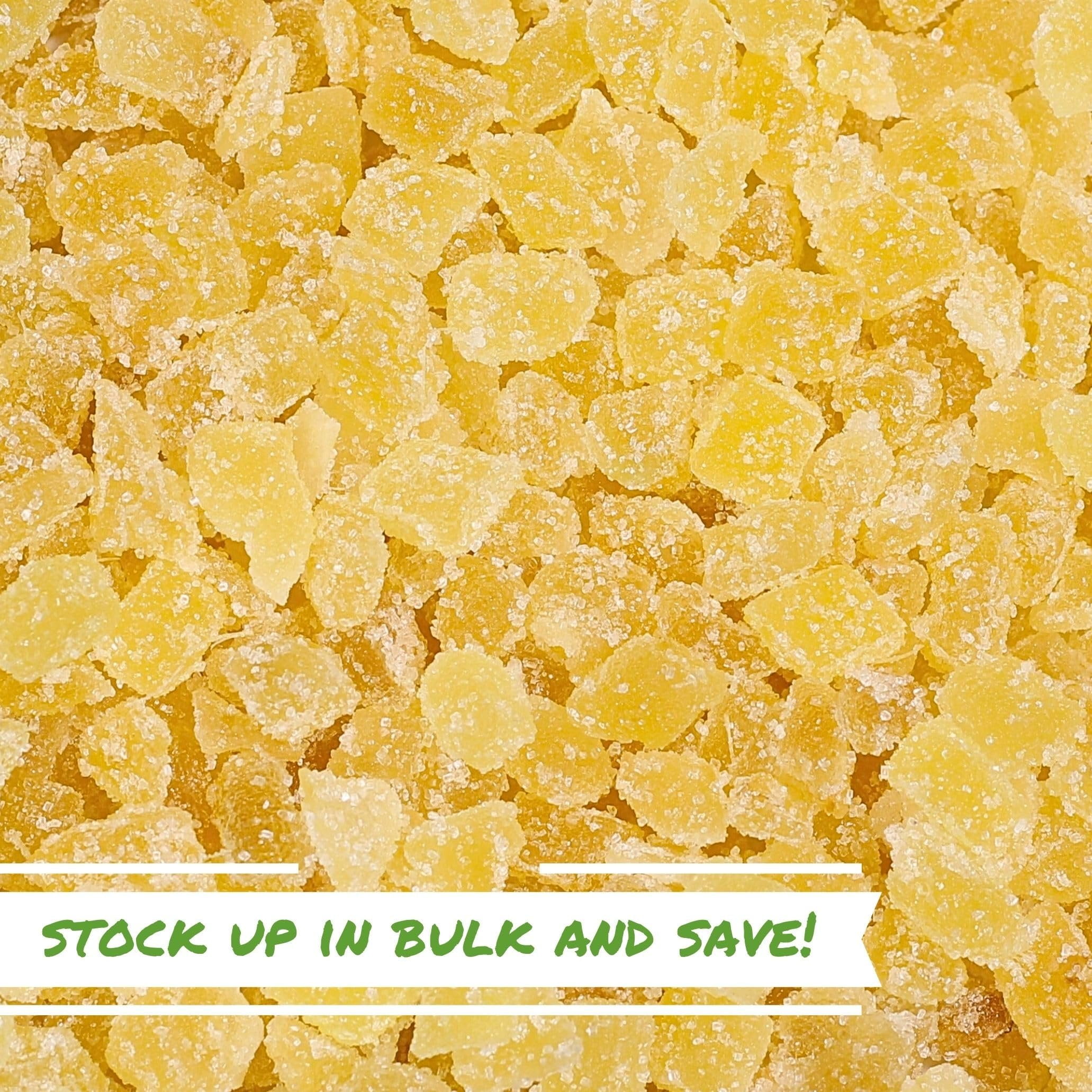 Crystallized Ginger Dices by It's Delish, 2 Lbs Bulk Bag  Candied Dried Ginger Fruit Chews Natural Candy, Ginger Root with Sugar Crystals, Unsulphured, No Color Added - Healthy Snack, Vegan, Kosher