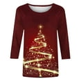 thumbnail image 5 of gakvbuo Christmas Sweatshirt For Women Funny Christmas 3/4 Sleeve Work Business Blouse Tunic Tops Crewneck Sports TShirts Pullover Sweatshirt For Women Gifts for Christmas, 5 of 5