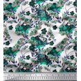 thumbnail image 1 of Soimoi Green Rayon Crepe Fabric Insect & Orchid Flower Print Sewing Fabric BTY 46 Inch Wide, 1 of 1