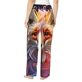 thumbnail image 3 of Picia Color Splash Fox Portrait Womens Soft Woven Cotton Elastic Waistband Sleep Pajama Pant Lounge Sleep Pant With Pockets And Drawstring-Small, 3 of 9