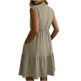 thumbnail image 4 of Smsaxvxz Women's Summer Dress Fashion Solid Crew Neck Sleeveless Sundress Casual Loose Flowy Hem Knee Length T-Shirt Mini Dress Khaki L, 4 of 8