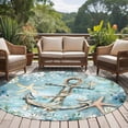 thumbnail image 4 of Round Rugs 5Ft, Teal Anchor Coastal Round Area Rug Washable Indoor Throw Carpet, Nautical Summer Beach Starfish Botanical Soft Non Slip Circle Rug for Cabinet Bathroom Home Decor Aesthetic, 4 of 8