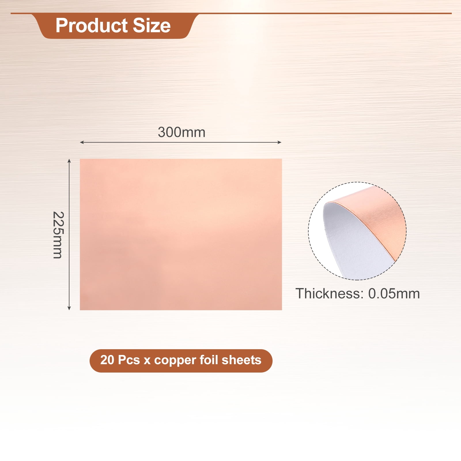 Uxcell Double-Sided Conductive Copper Foil Sheets 300 x 225 x 0.05mm High Conductivity Copper Tape for Guitar Grounding