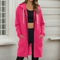 thumbnail image 2 of Inglocry Women Casual Zip up Polyester Hoodies, Fashion Long Hoodies Sweatshirts, Oversized Casual Fall Winter Hoodie Jackets Hot Pink 2XL, 2 of 5