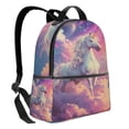 thumbnail image 2 of Lsque Colorful Cloud White Horse Pattern Backpack – School Travel Canvas Daypack with Ergonomic Padded Straps, Multiple Compartments & Leather Handle, 2 of 5