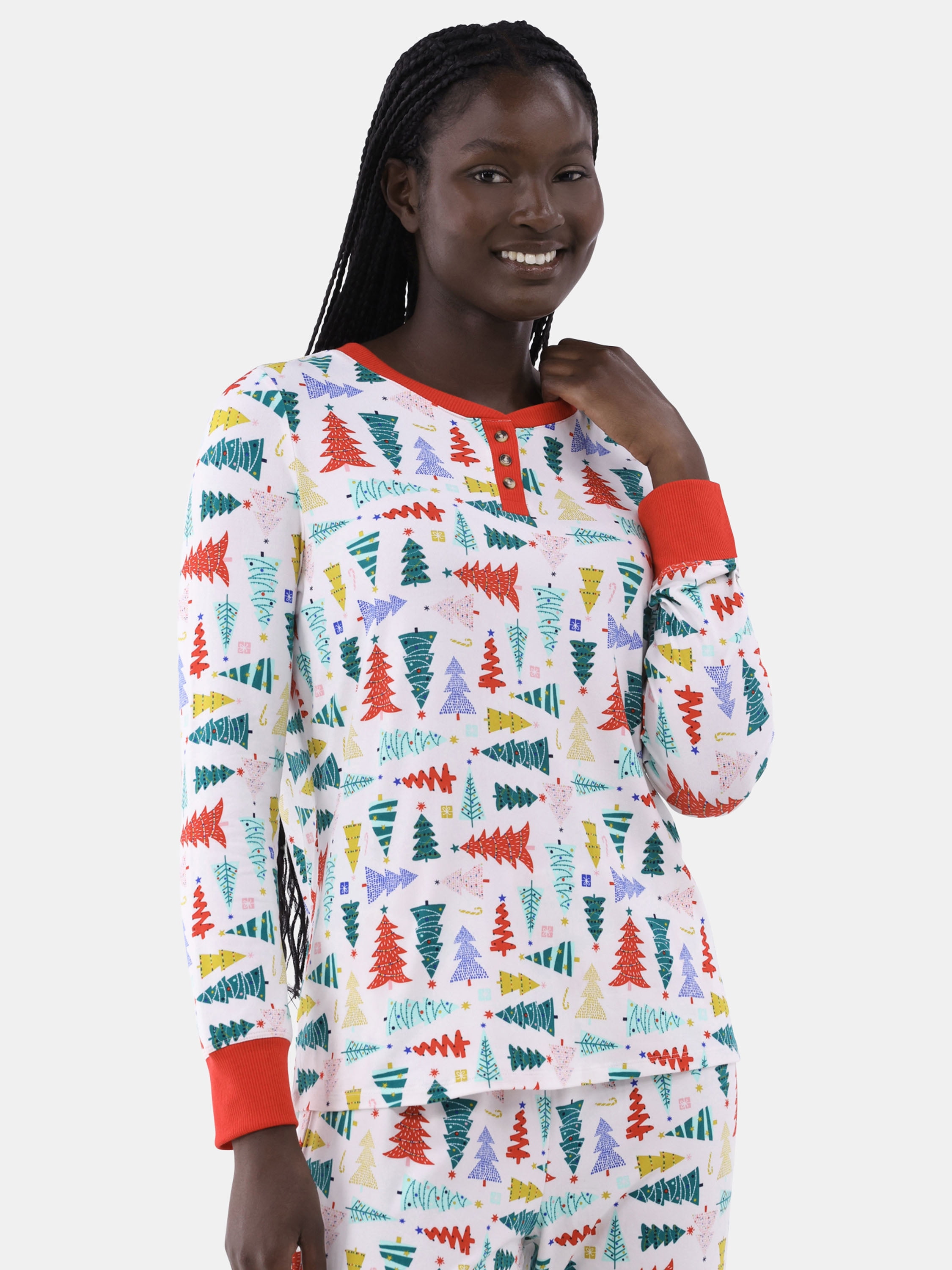 Holiday Time Women's Christmas Tree Pajama Set, 2-Piece, Sizes S-3X