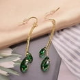 thumbnail image 3 of Vissen CZ Drop Earrings for Women Trendy Gold Plated Dangle Chain Earring Dainty Green Cubic Zirconia Jewelry, 3 of 6